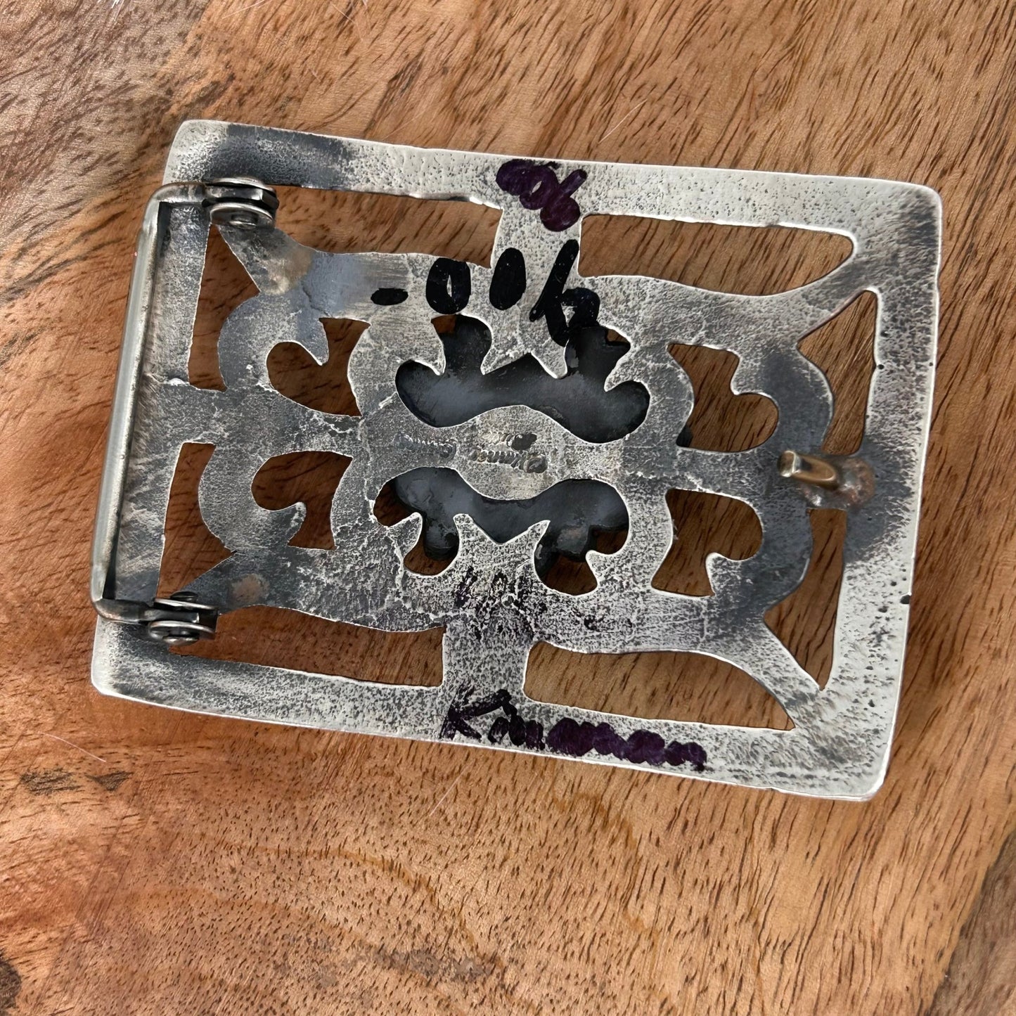 Navajo Sterling Silver Kingman Turquoise Heart Belt Buckle - Belt Buckles - Chimney Butte - Turquoise Sunset!