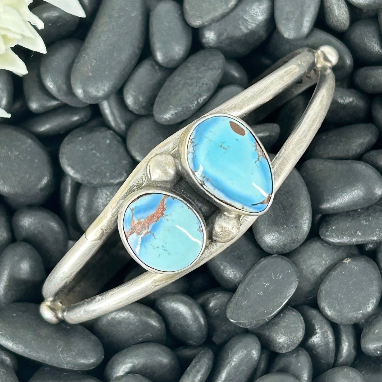 Navajo Sterling Silver Golden Hills Turquoise Cuff Bracelet - Bracelets - Augustine Largo - Turquoise Sunset!