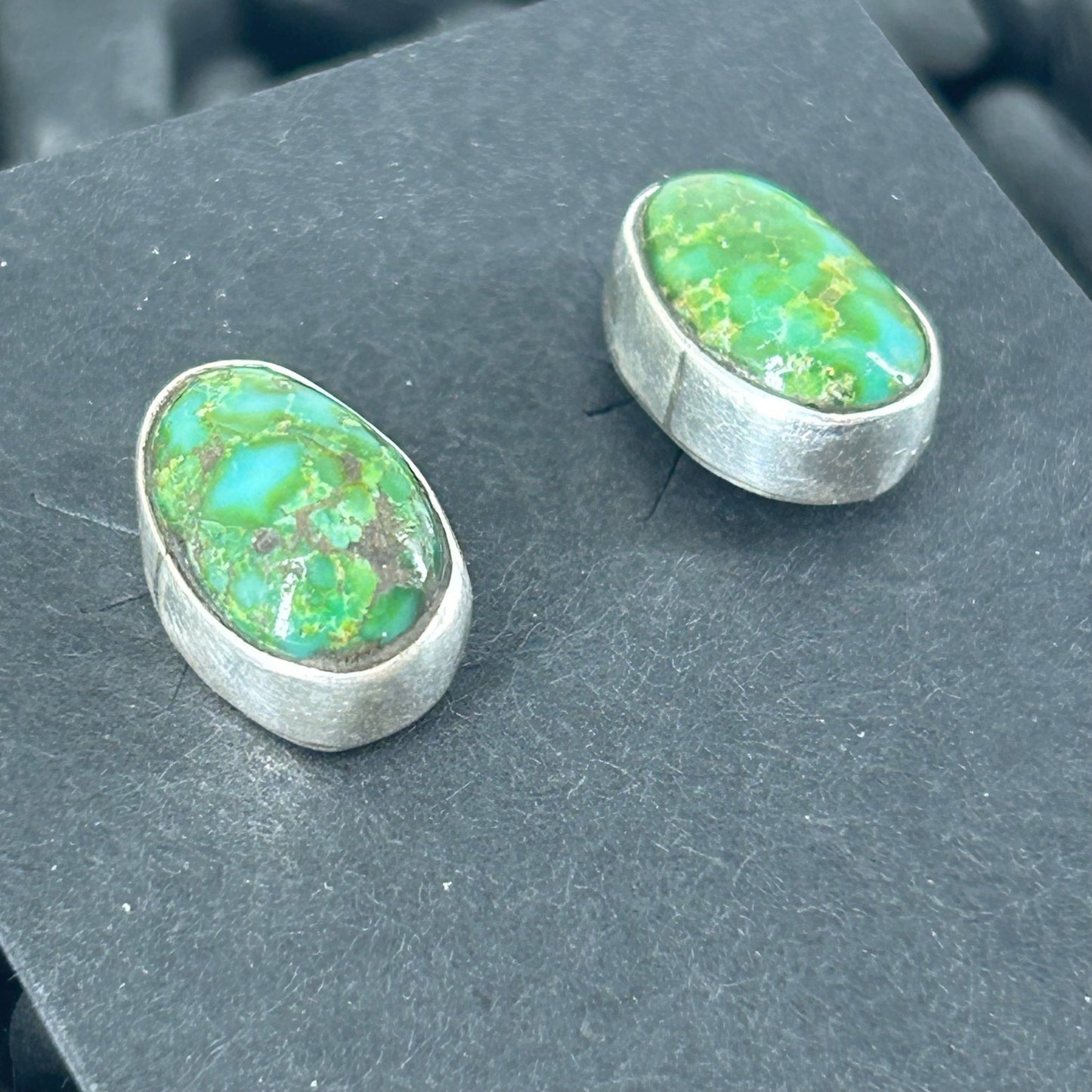 Navajo Sterling Sonoran Gold Turquoise Earrings - Marcella James - Turquoise Sunset!