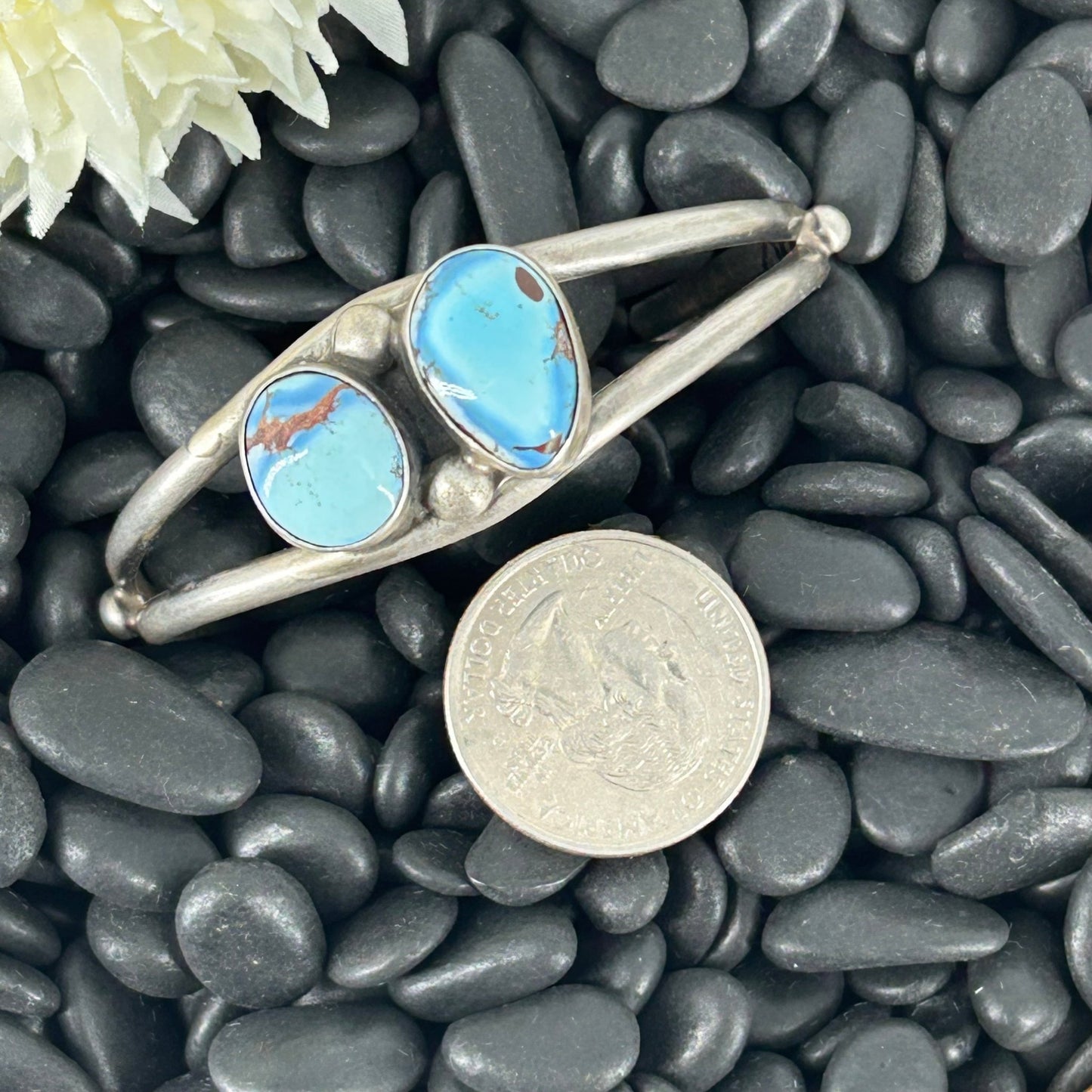 Navajo Sterling Silver Golden Hills Turquoise Cuff Bracelet - Bracelets - Augustine Largo - Turquoise Sunset!