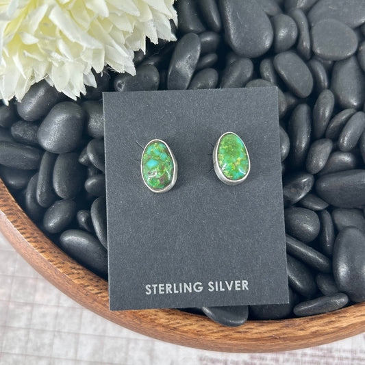 Navajo Sterling Sonoran Gold Turquoise Earrings - Marcella James - Turquoise Sunset!