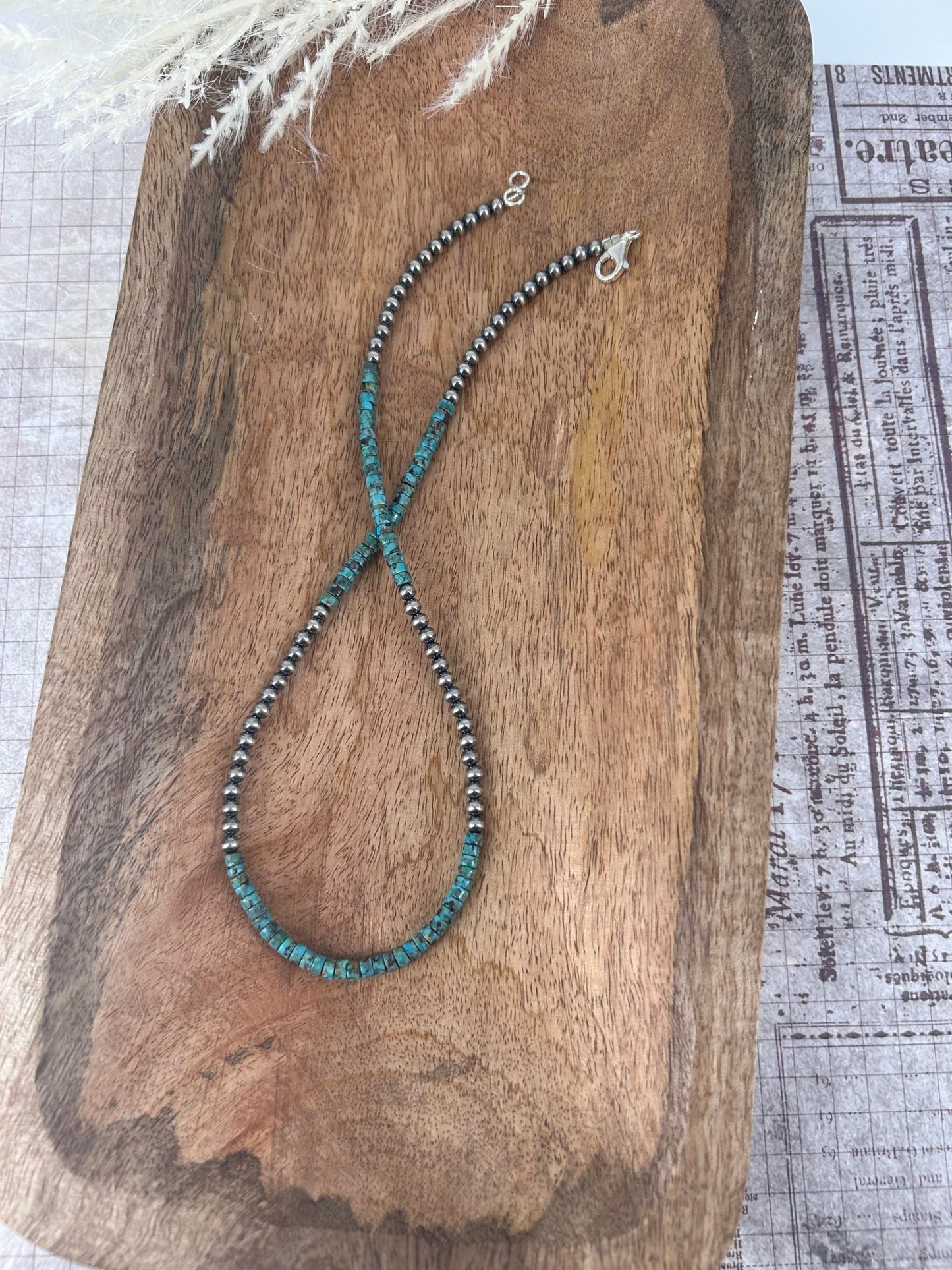Kingman Turquoise Heishi 18" Necklace 4mm Beads - Turquoise Sunset!