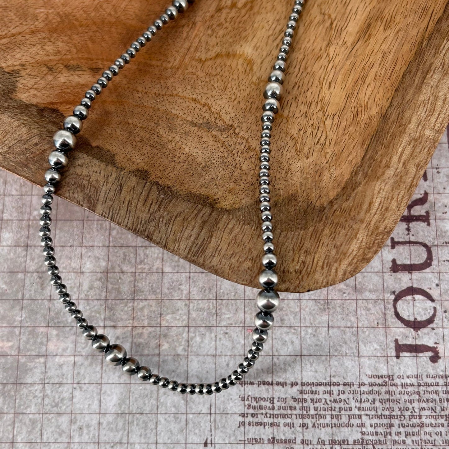 Sterling Pearls 18" Necklace 3mm - 6mm Transition Hand Strung - Turquoise Sunset!