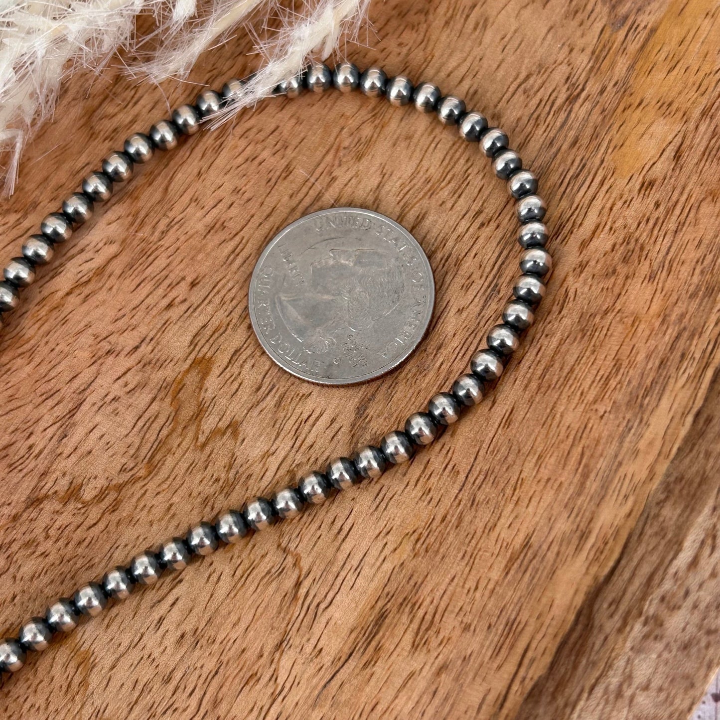 Sterling Pearls 20 inch Necklace 4mm Sterling Silver Hand Strung - Turquoise Sunset!