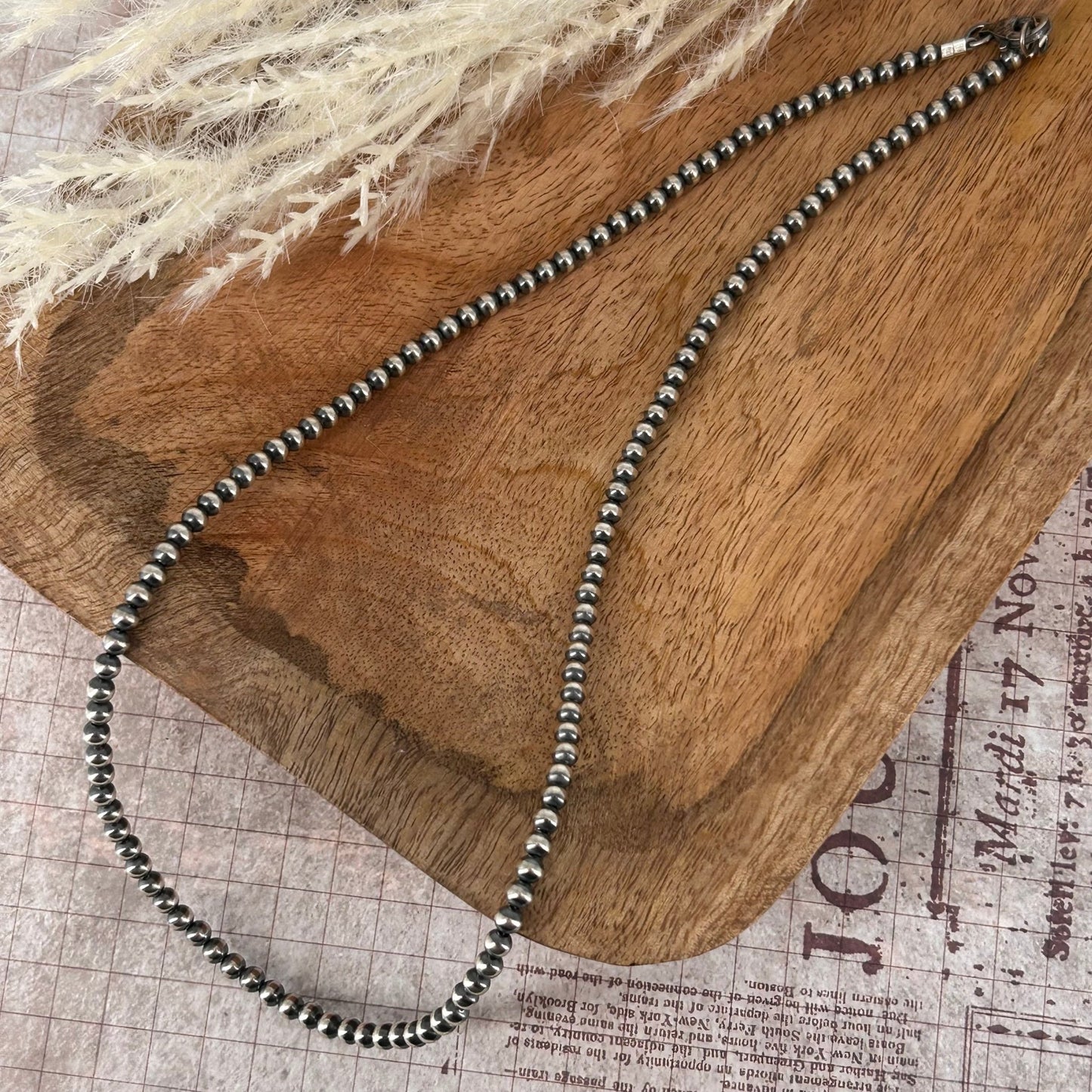 Sterling Pearls 20 inch Necklace 4mm Sterling Silver Hand Strung - Turquoise Sunset!