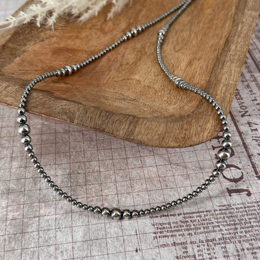 Sterling Pearls 22" Necklace 3mm - 6mm Transition Hand Strung - Turquoise Sunset!