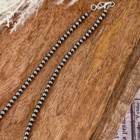 Sterling Pearls 24 inch Necklace 4mm Sterling Silver Hand Strung - Turquoise Sunset!