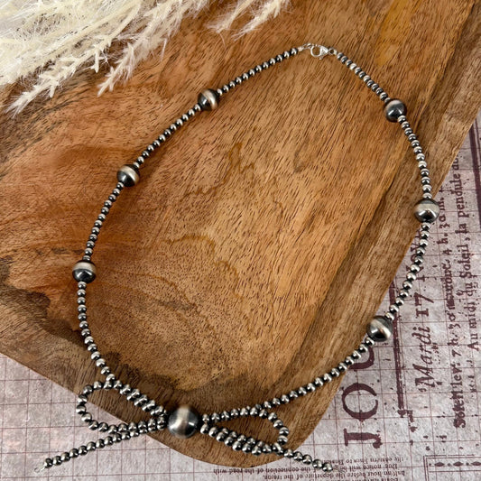 Sterling Pearls Bow 15" Necklace Sterling Silver Hand Strung - Turquoise Sunset!