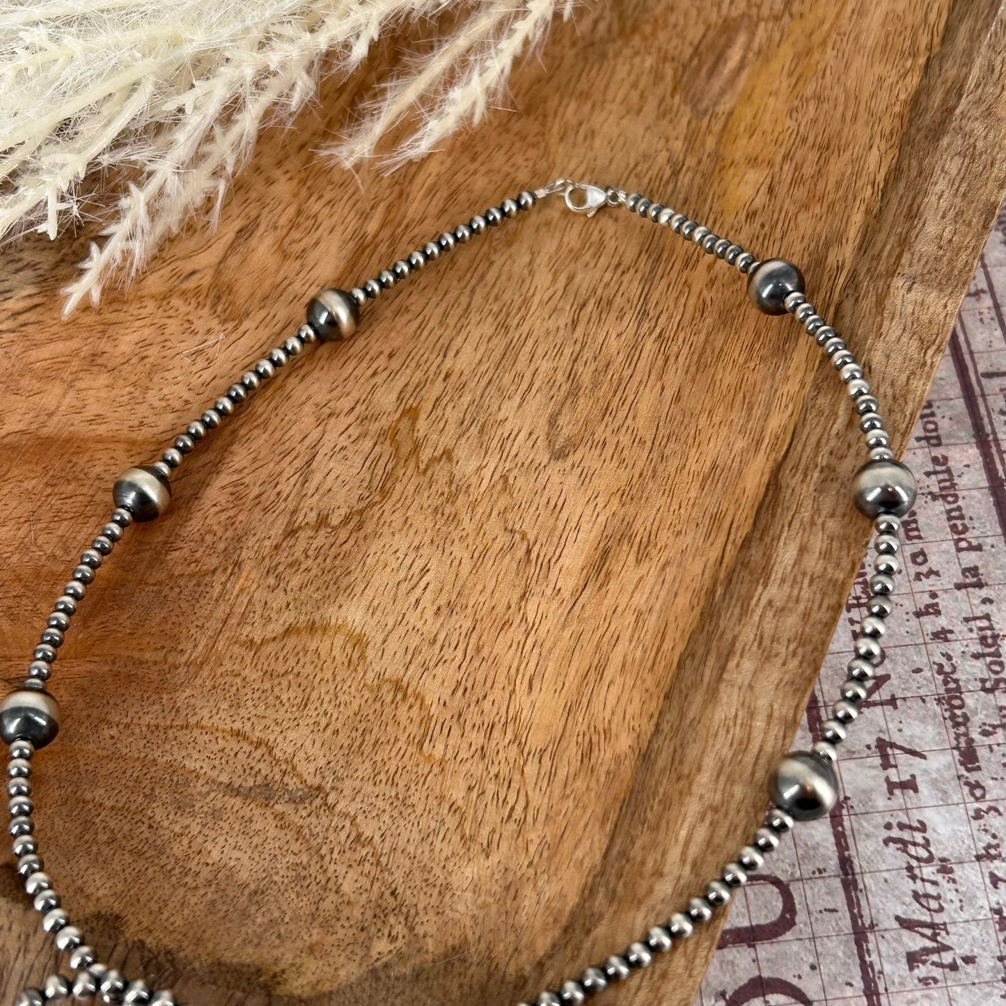 Sterling Pearls Bow 15" Necklace Sterling Silver Hand Strung - Turquoise Sunset!