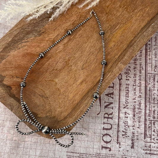 Sterling Pearls Bow 18" Necklace Sterling Silver Hand Strung - Turquoise Sunset!