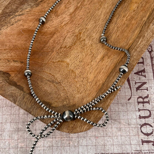 Sterling Pearls Bow 20" Necklace Sterling Silver Hand Strung - Turquoise Sunset!