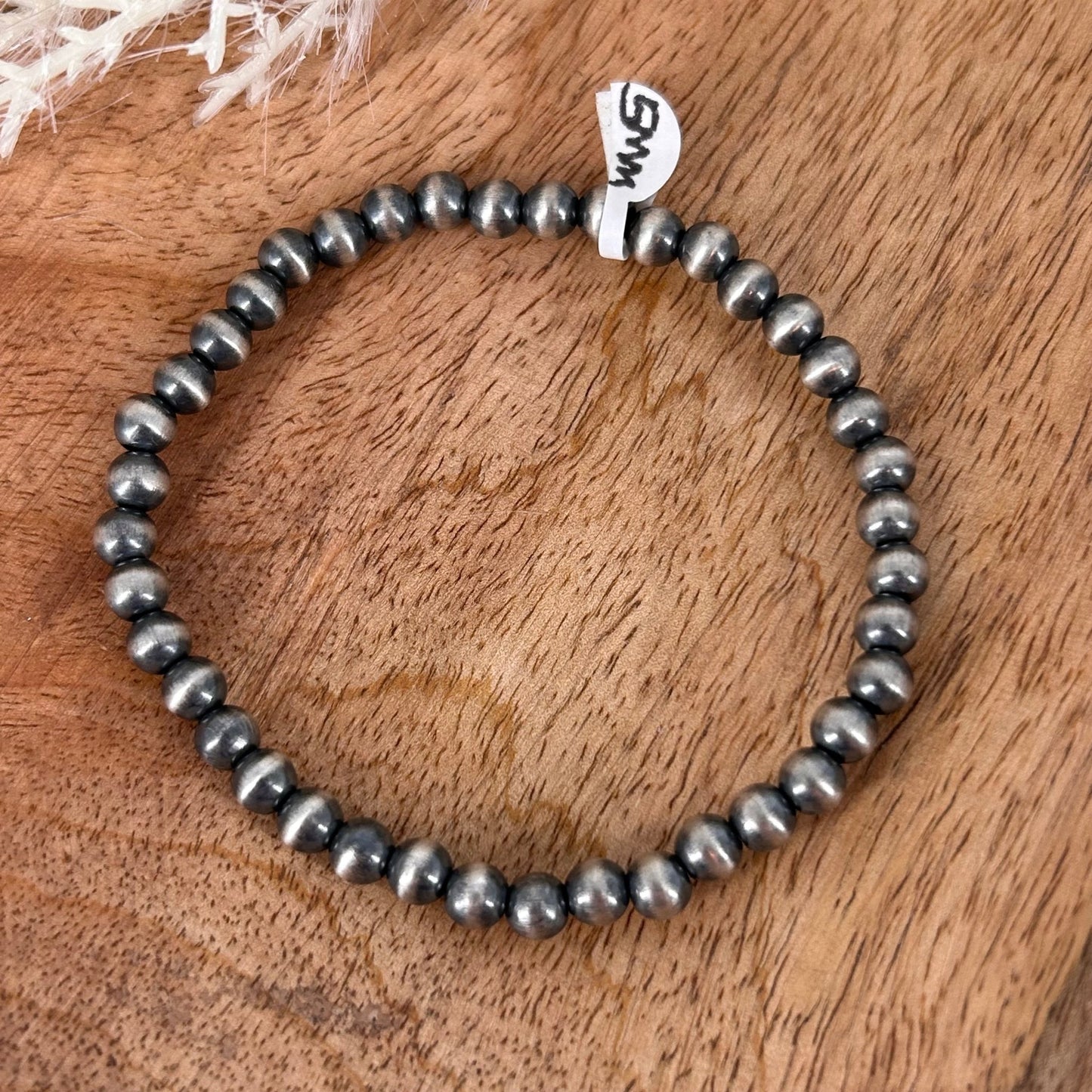 Sterling Pearls Stretch Bracelet 5mm Sterling Silver Hand Strung - Bracelets - Turquoise Sunset!