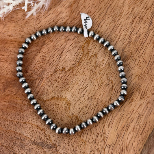 Sterling Pearls Stretch Bracelet 4mm Sterling Silver Hand Strung - Turquoise Sunset!