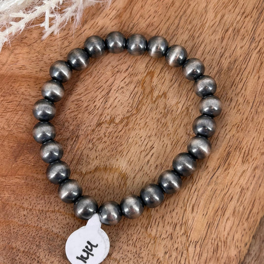 Sterling Pearls Stretch Bracelet 8mm Sterling Silver Hand Strung - Turquoise Sunset!