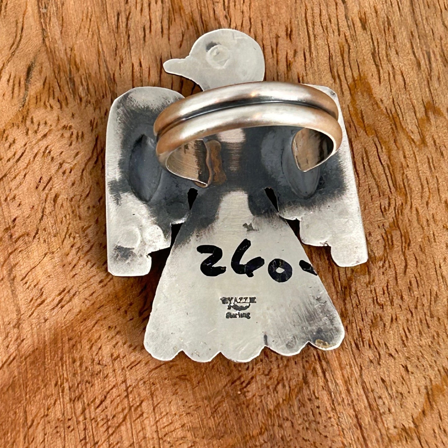 Navajo Sterling 4 Black Onyx Stone Thunderbird Ring - Tim Yazzie - Turquoise Sunset!