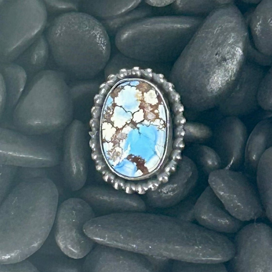 Navajo Sterling Golden Hills Turquoise Ring - Scott Skeets - Turquoise Sunset!
