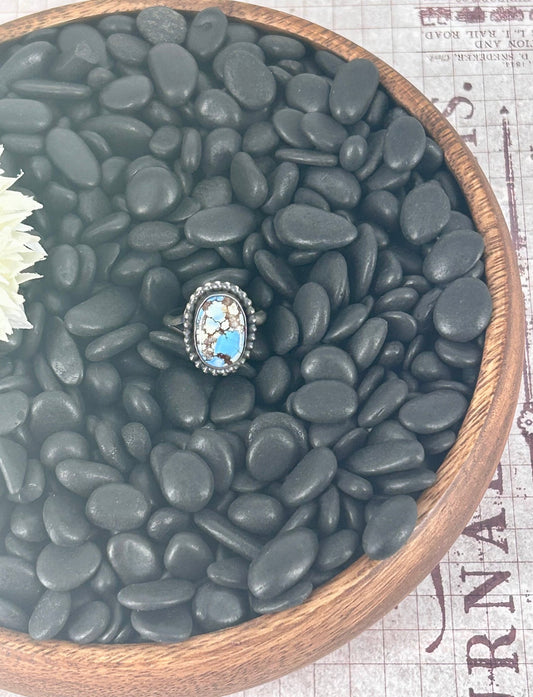 Navajo Sterling Golden Hills Turquoise Ring - Scott Skeets - Turquoise Sunset!