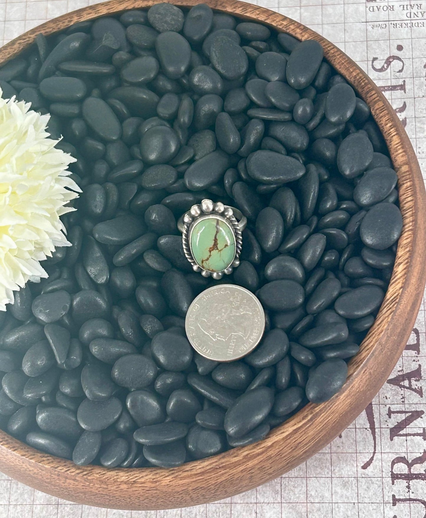 Navajo Sterling Green Kingman Turquoise Ring - Alfred Martinez - Turquoise Sunset!