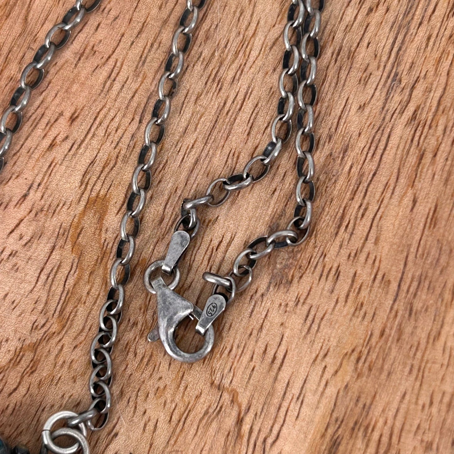 Sterling Silver Kingman Turquoise 12 Stone Necklace - Necklace - Stamped - Turquoise Sunset!