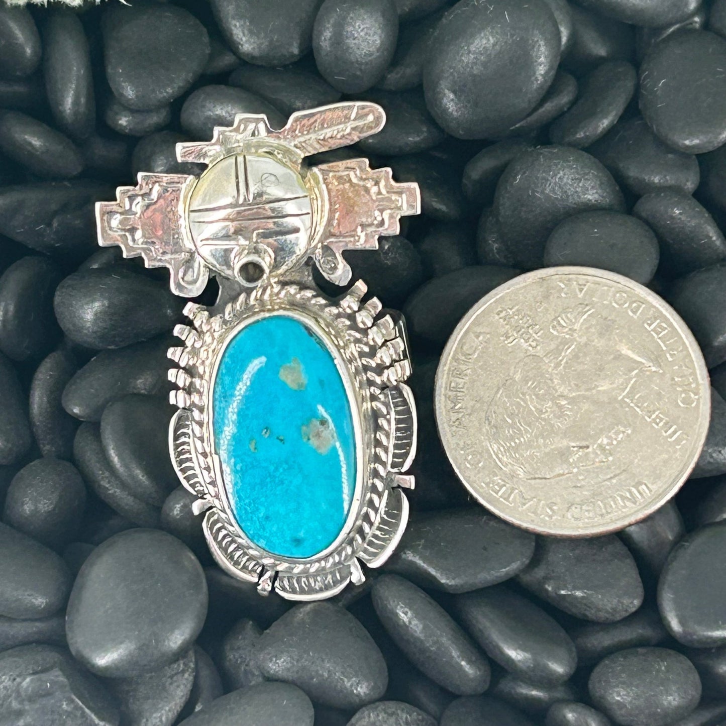 Navajo Sterling Kingman Turquoise Kachina Ring 8 - Bennie Ration - Turquoise Sunset!