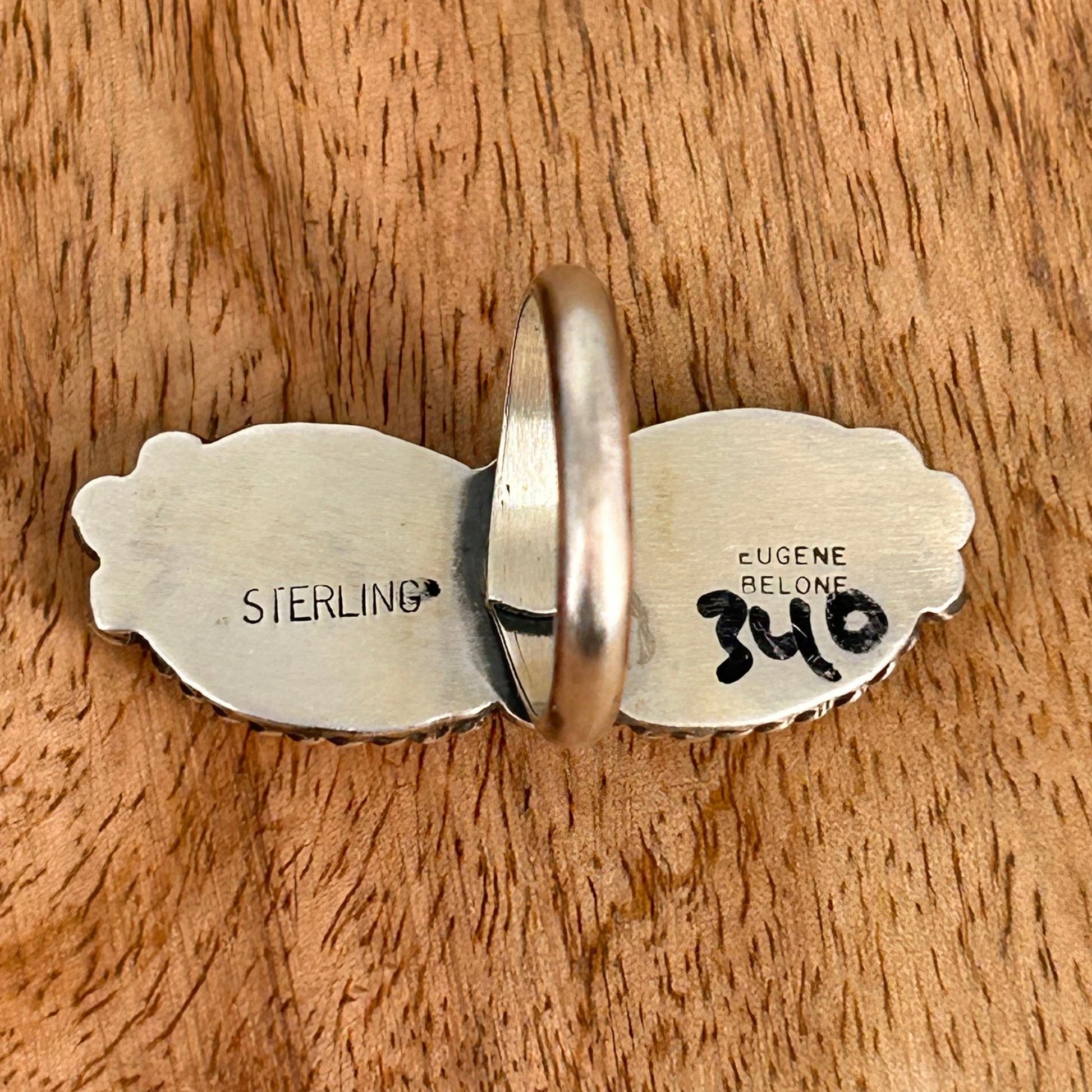 Navajo Sterling Pink Conch 2 Stone Braided Rope Trim Ring - Eugene Belone - Turquoise Sunset!