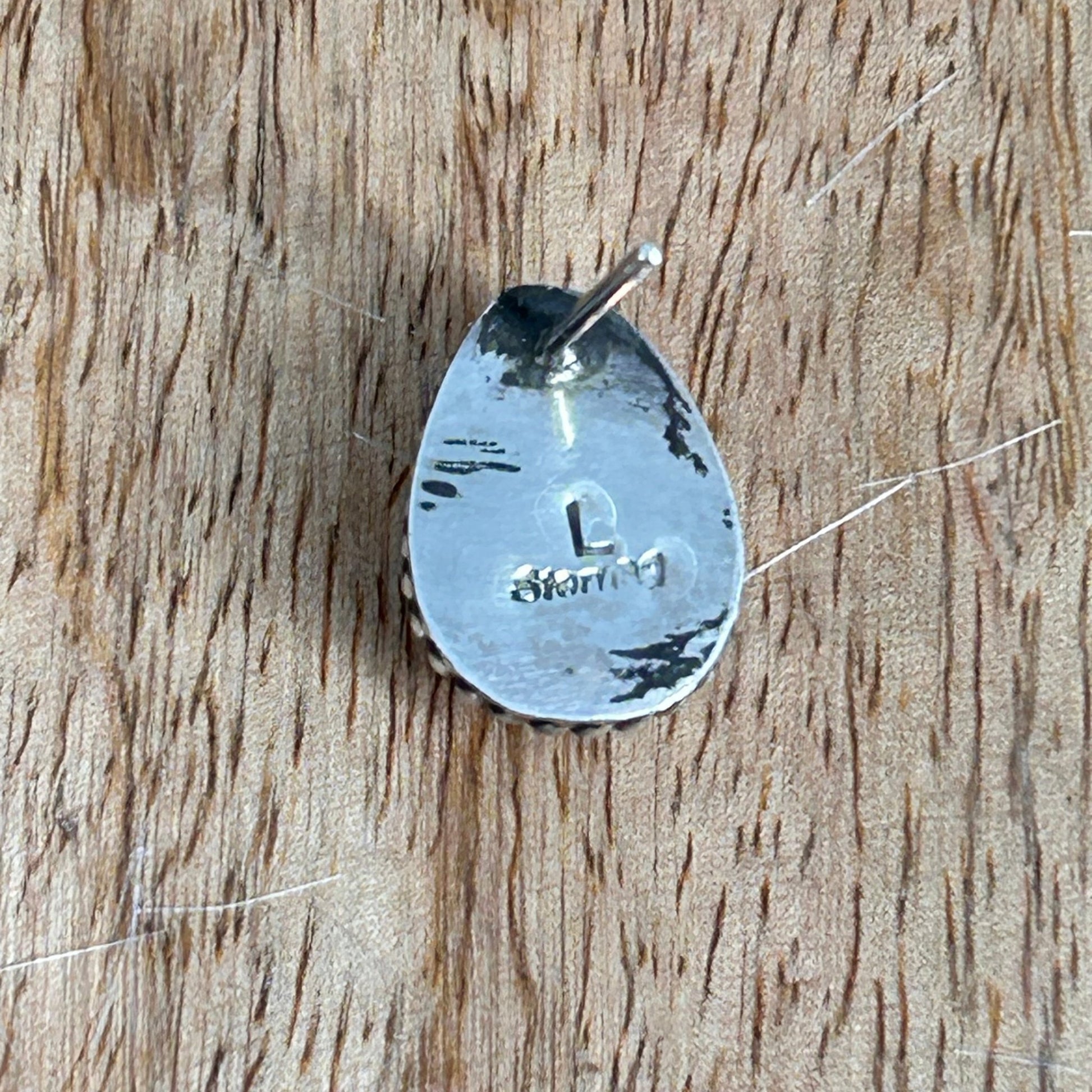 Navajo Sterling Pink Conch Braided Rope Trim Teardrop Stud Earrings - Trish Largo - Turquoise Sunset!