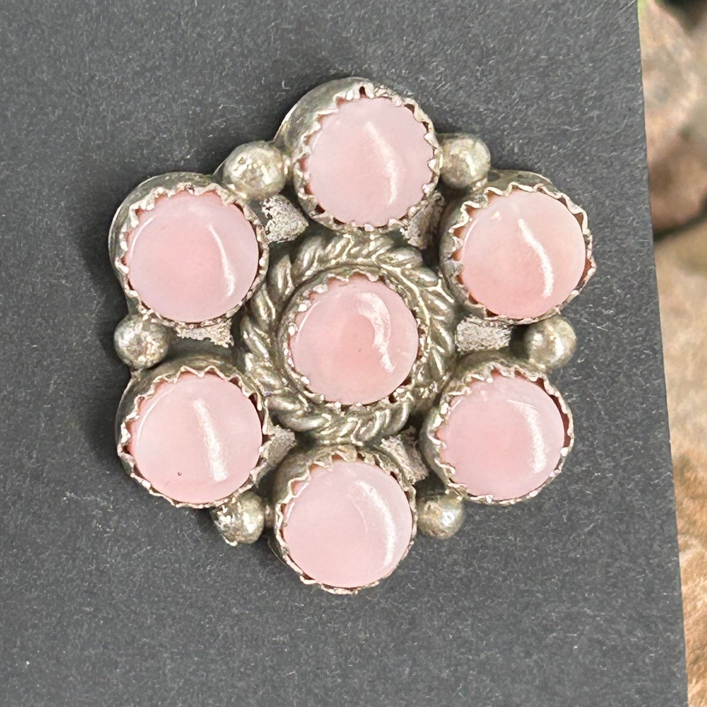 Navajo Sterling Pink Conch Flower Stud Earring - Maxine Ramirez - Turquoise Sunset!