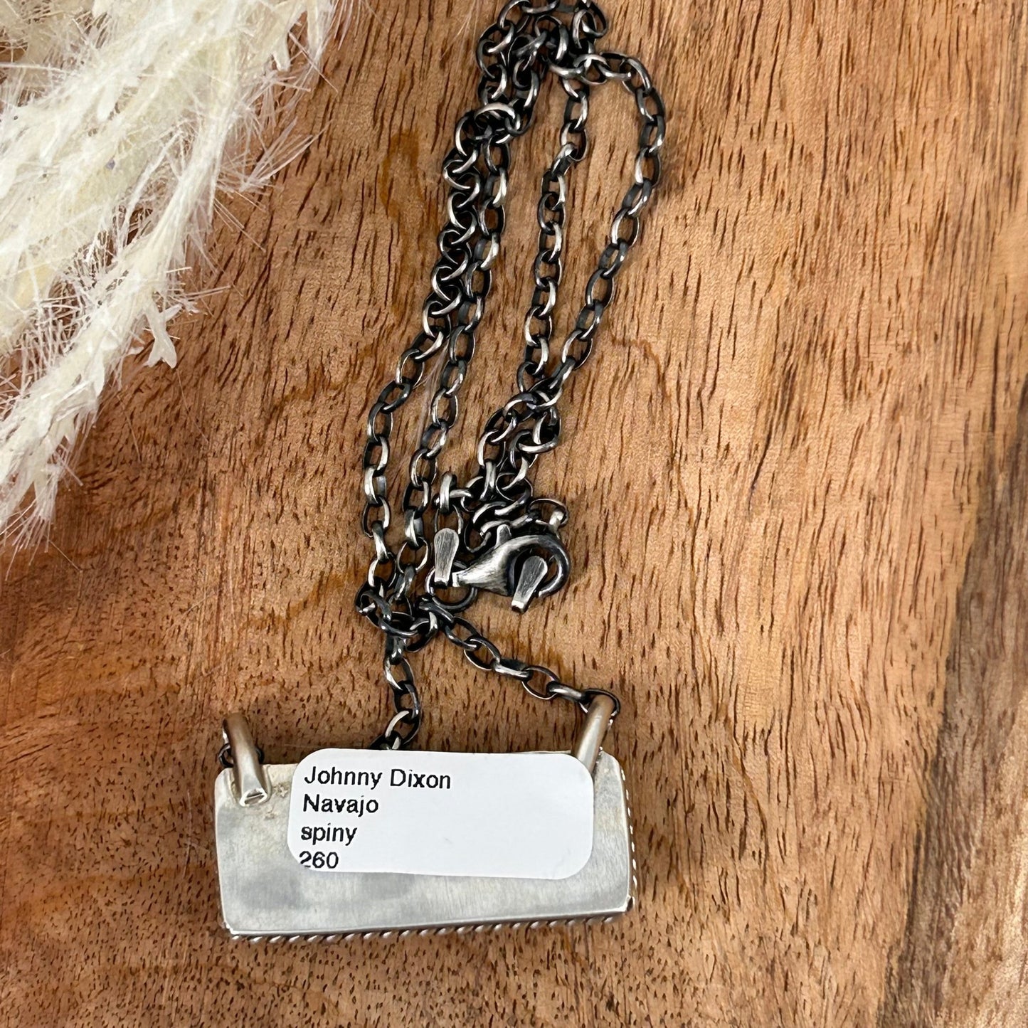 Navajo Sterling Purple Spiny Oyster 1.25" Bar Necklace - Johnny Dixon - Turquoise Sunset!