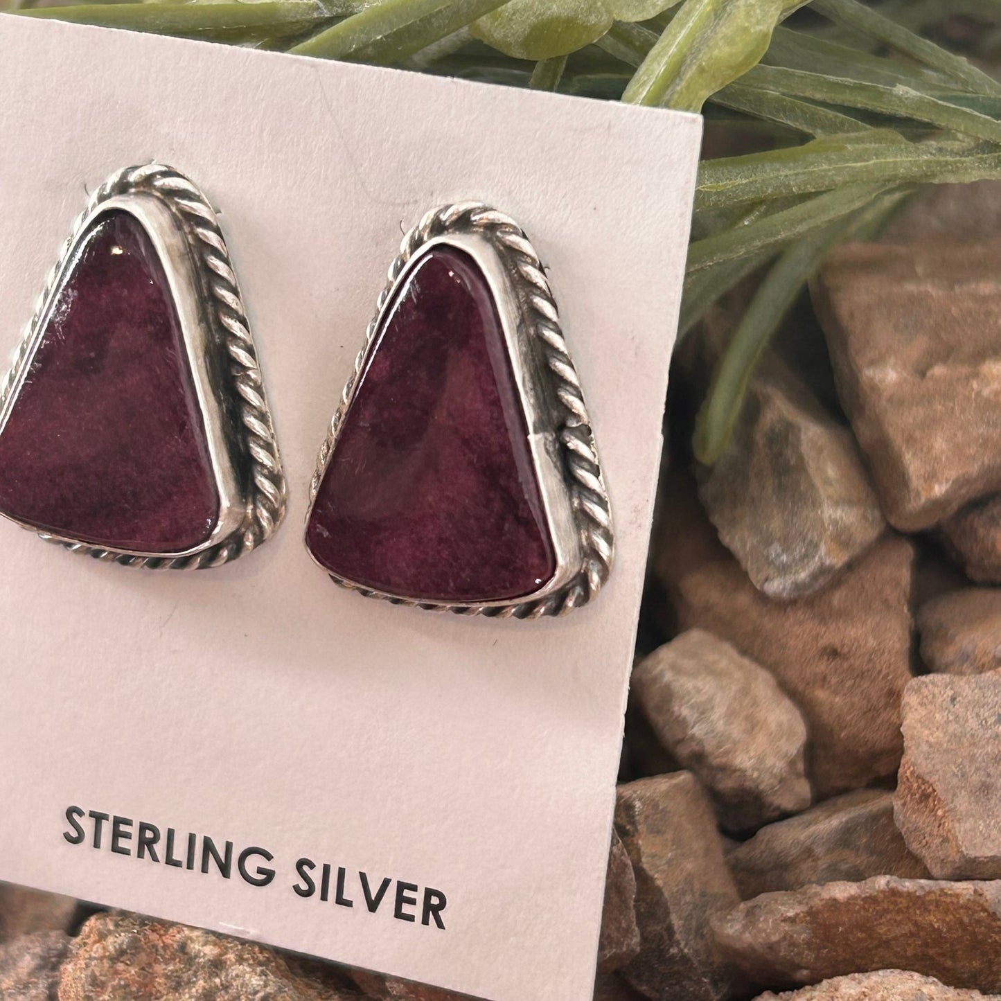 Navajo Sterling Purple Spiny Oyster Braided Rope Earrings - Earrings - Elouise Kee - Turquoise Sunset!