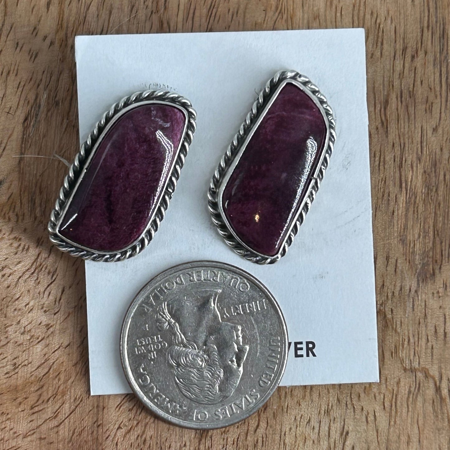 Navajo Sterling Purple Spiny Oyster Braided Rope Earrings - Earrings - Elouise Kee - Turquoise Sunset!