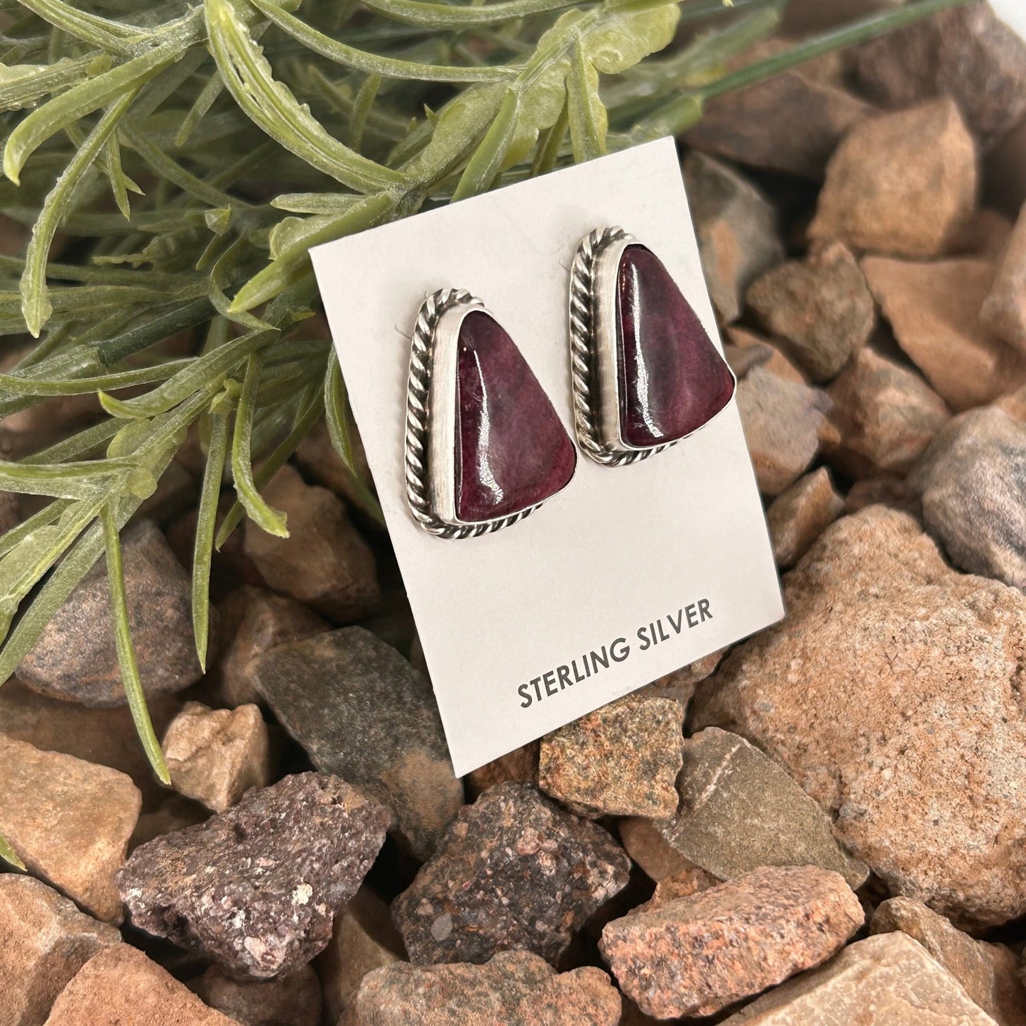 Navajo Sterling Purple Spiny Oyster Braided Rope Earrings - Earrings - Elouise Kee - Turquoise Sunset!