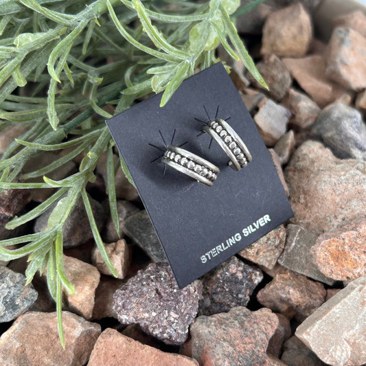 Navajo Sterling Silver .6 inch Hoop Earrings - Karletts Yazzie - Turquoise Sunset!