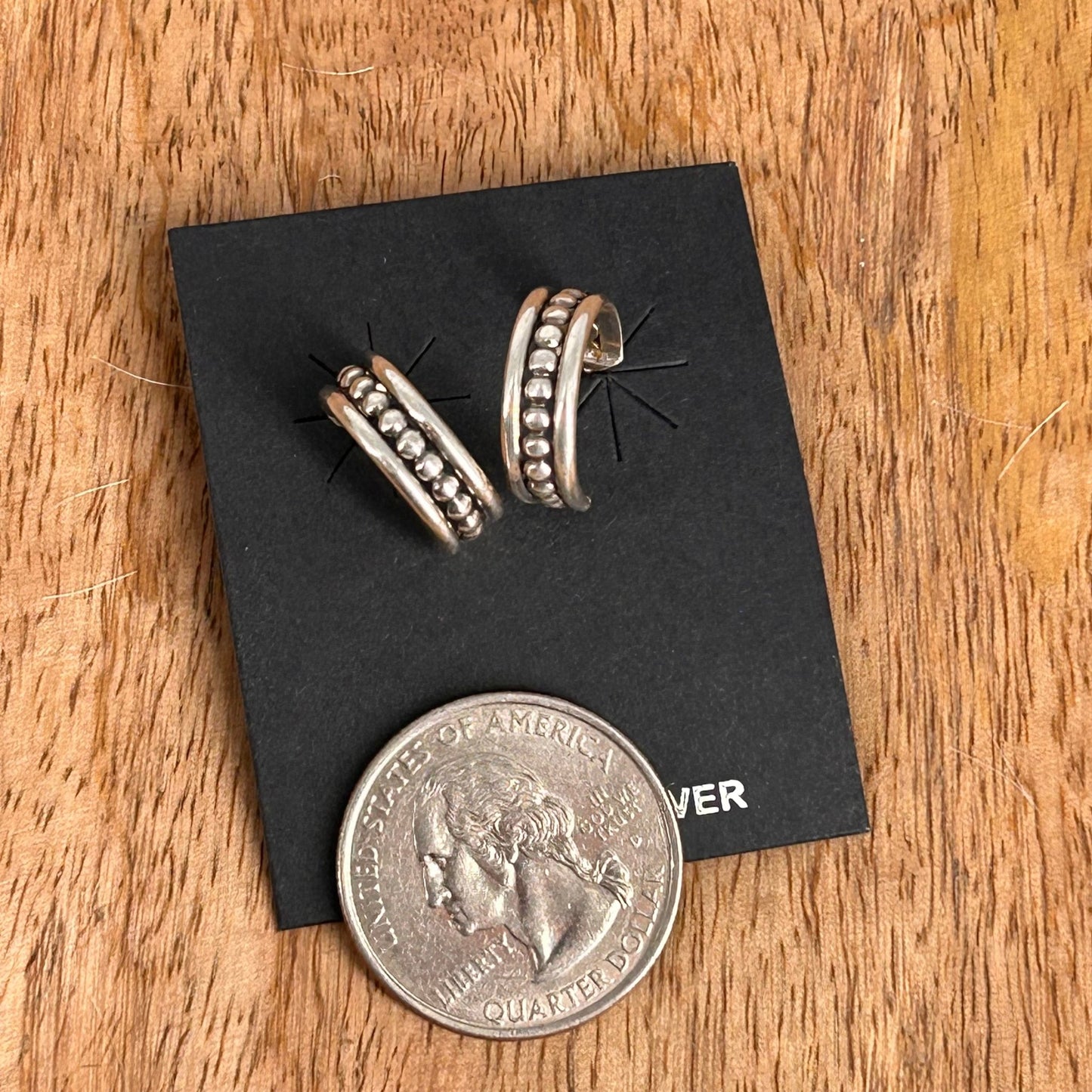 Navajo Sterling Silver .6 inch Hoop Earrings - Earrings - Karletts Yazzie - Turquoise Sunset!