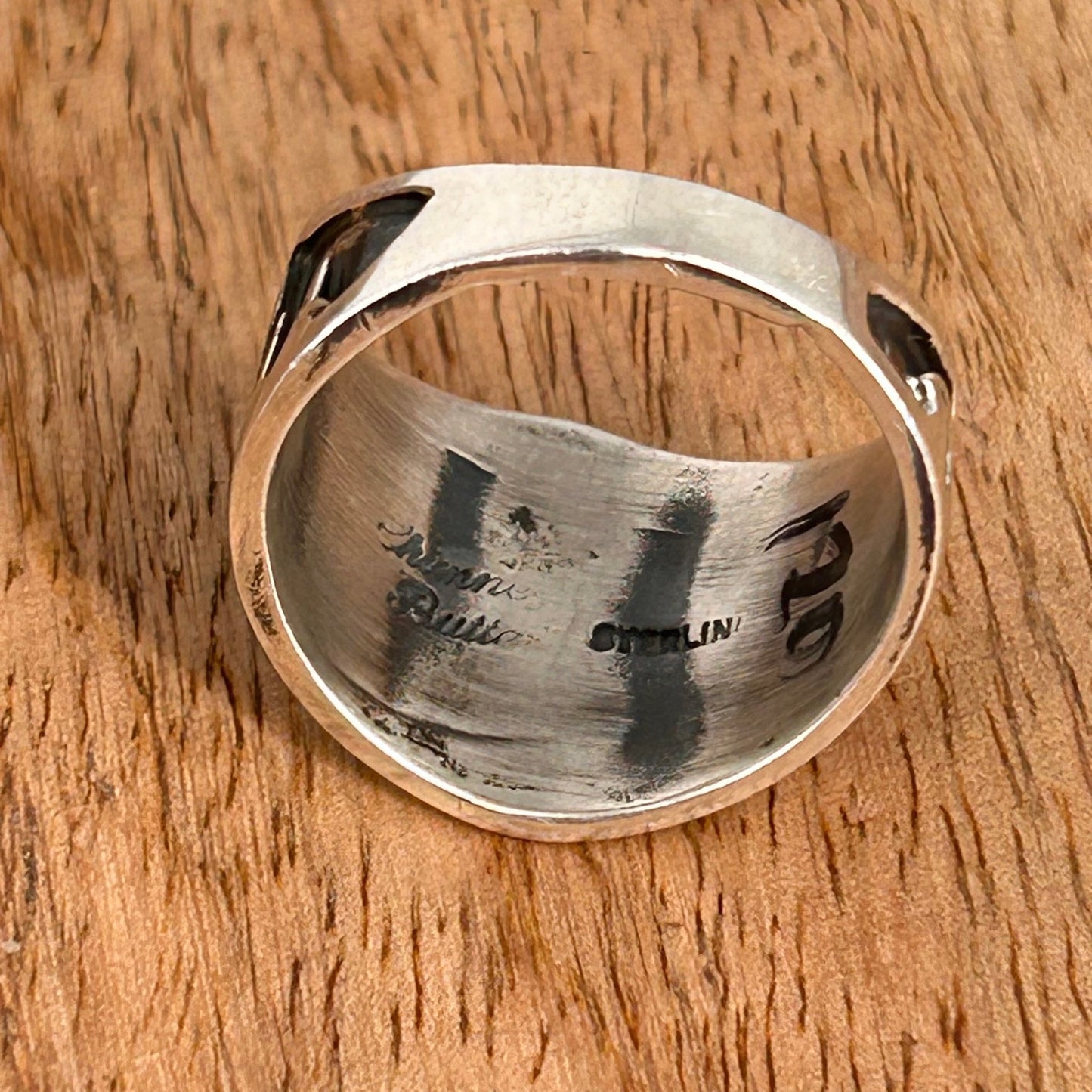 Navajo Sterling Silver & Black Stamped Design Ring 9 1/2 - Rings - Stamped - Turquoise Sunset!
