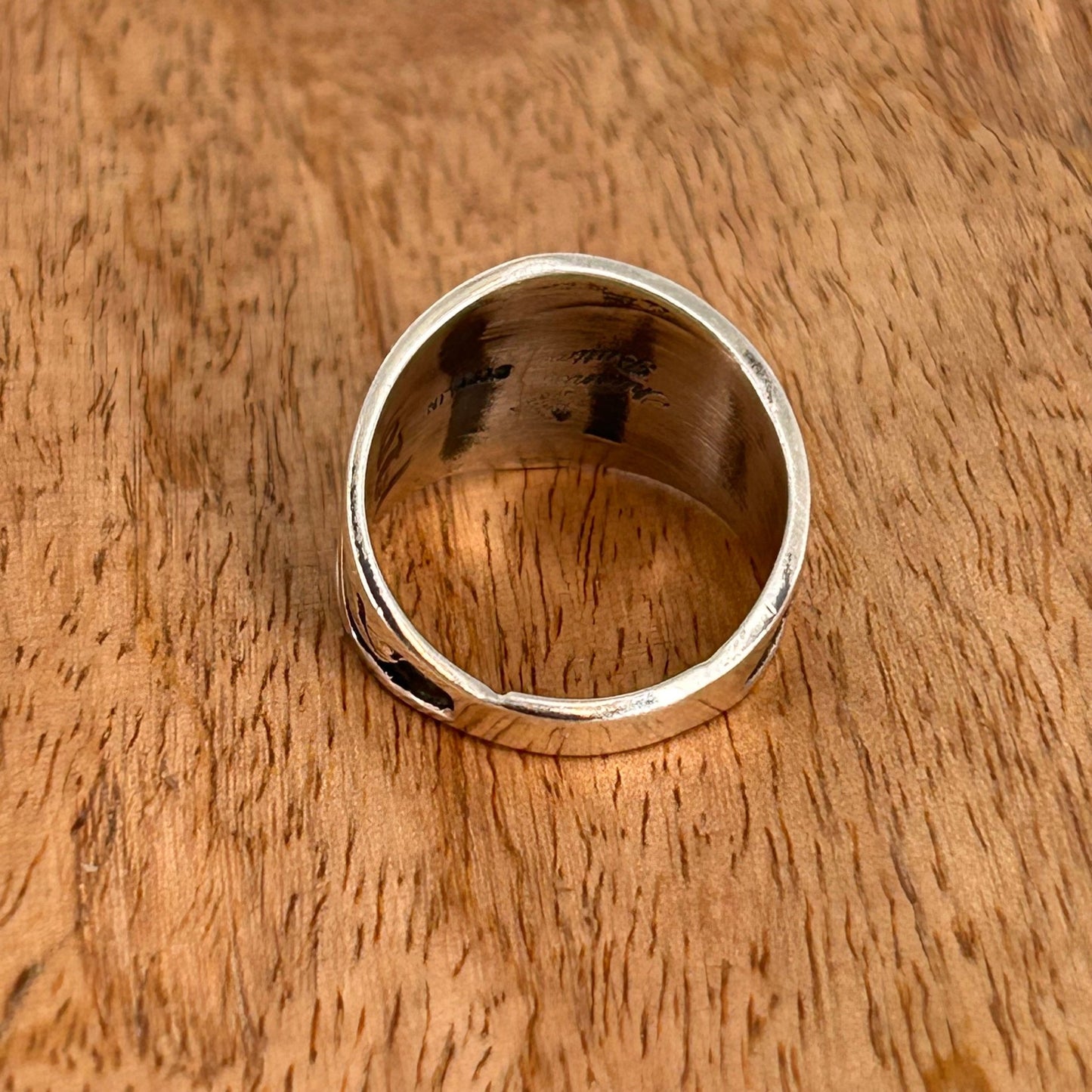 Navajo Sterling Silver & Black Stamped Design Ring 9 1/2 - Rings - Stamped - Turquoise Sunset!