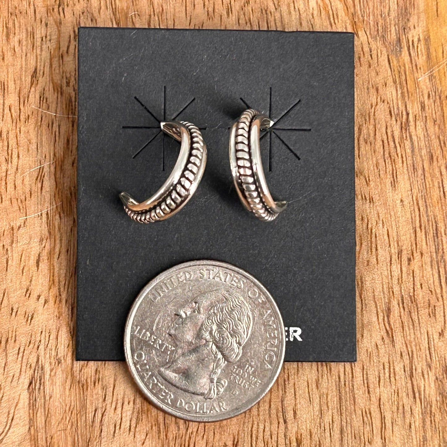 Navajo Sterling Silver Braided Rope .66 inch Hoop Earrings - Karletts Yazzie - Turquoise Sunset!