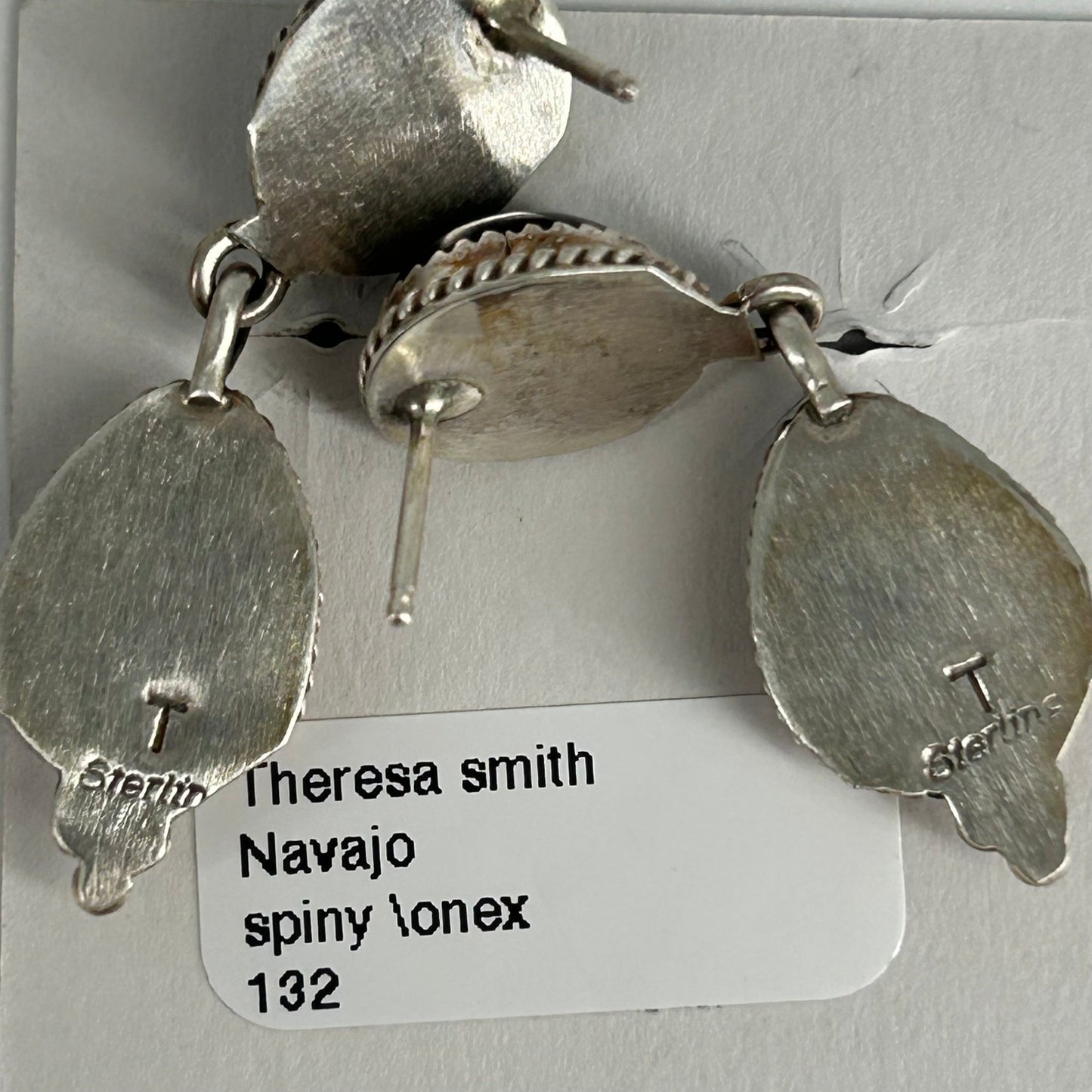 Navajo Sterling Spiny & Onyx Braided Dangle Earrings - Earrings - Theresa Smith - Turquoise Sunset!