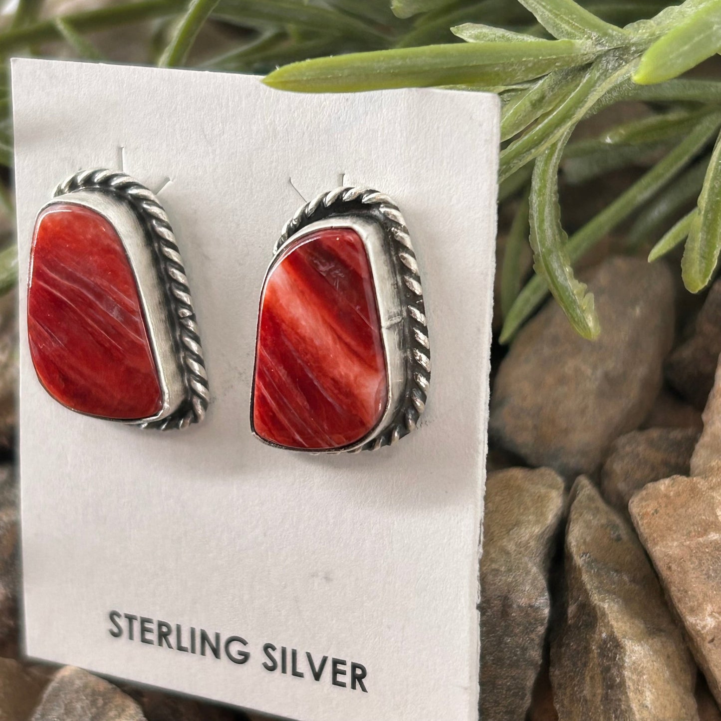 Navajo Sterling Spiny Oyster Braided Rope Earrings - Earrings - Elouise Kee - Turquoise Sunset!