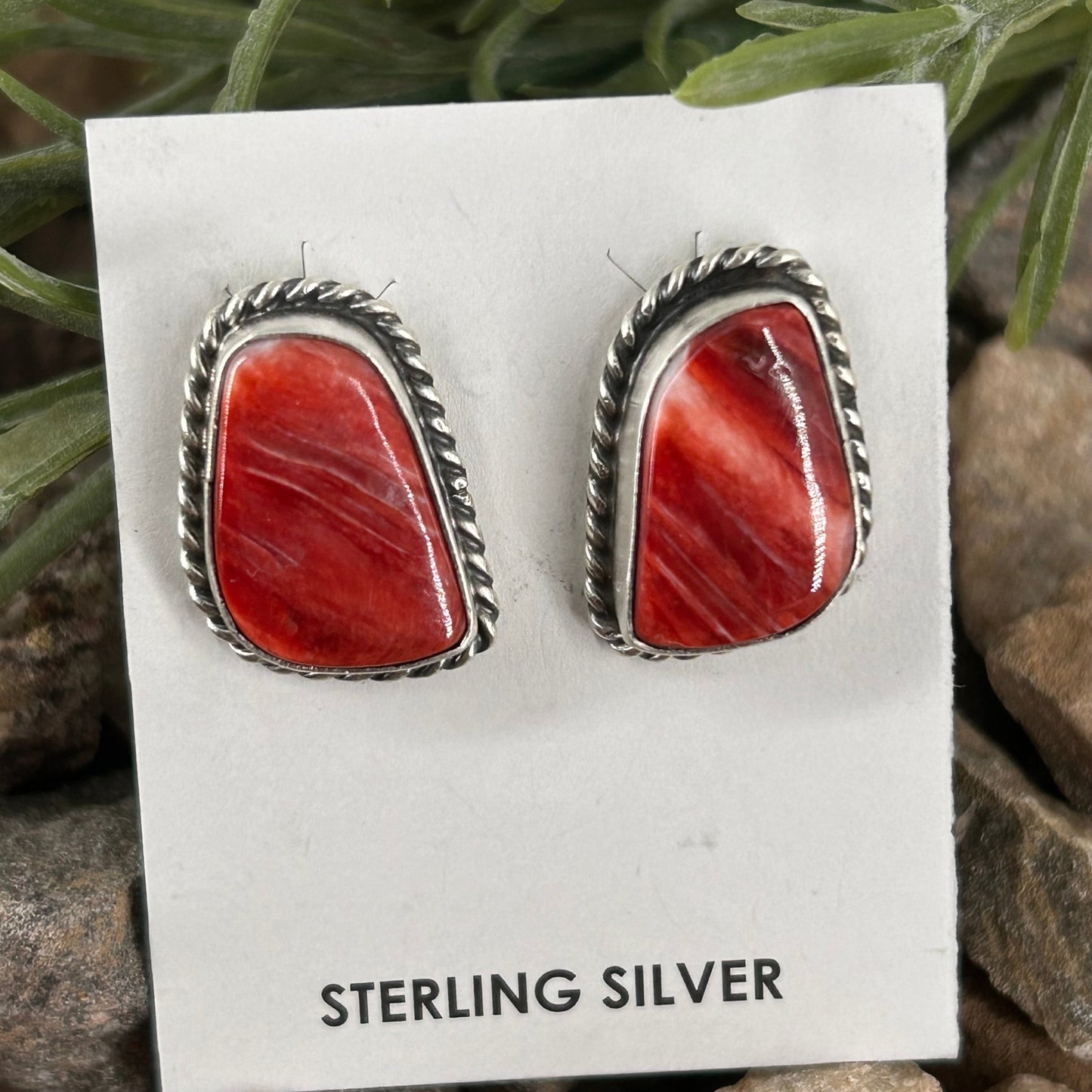 Navajo Sterling Spiny Oyster Braided Rope Earrings - Earrings - Elouise Kee - Turquoise Sunset!