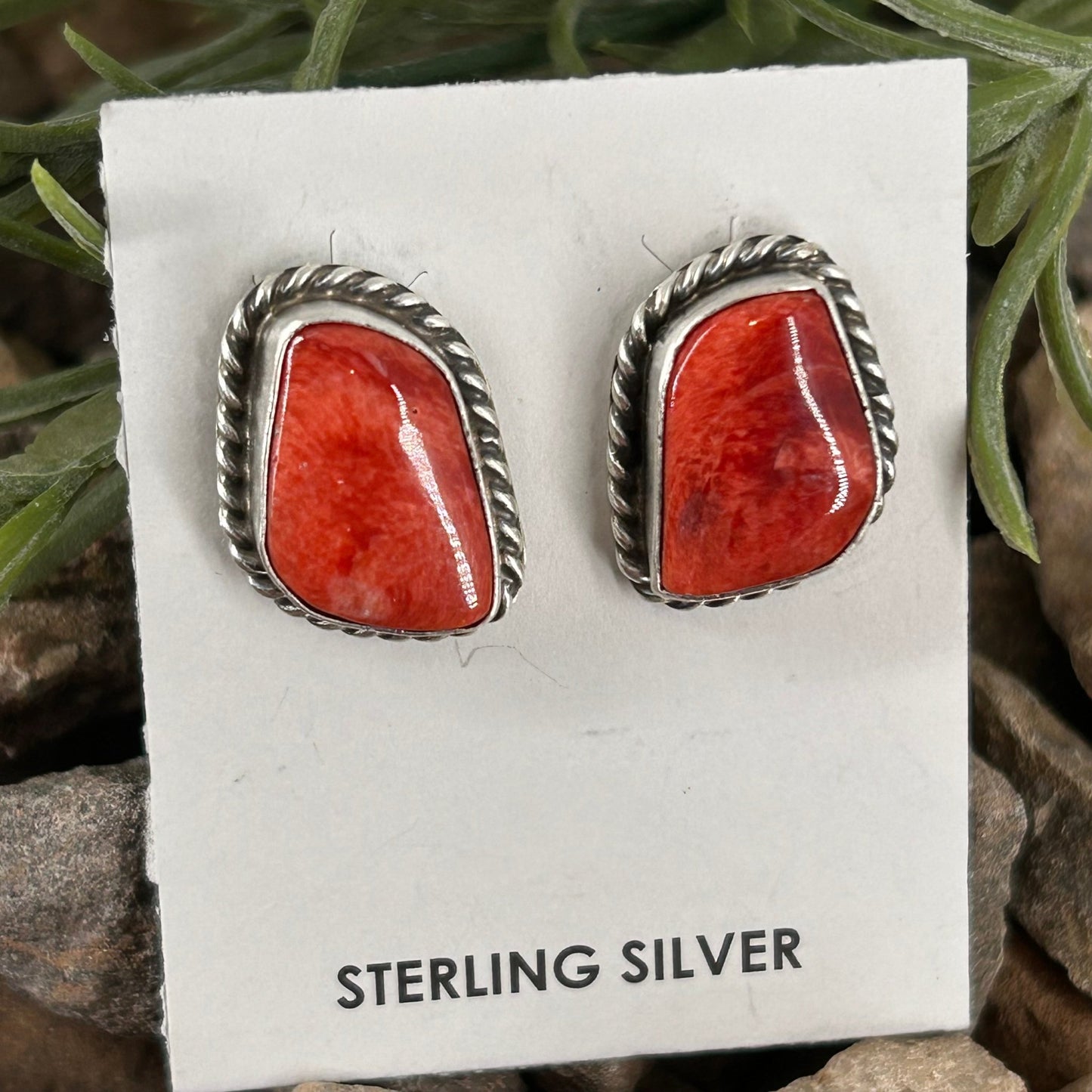 Navajo Sterling Spiny Oyster Braided Rope Earrings - Earrings - Elouise Kee - Turquoise Sunset!