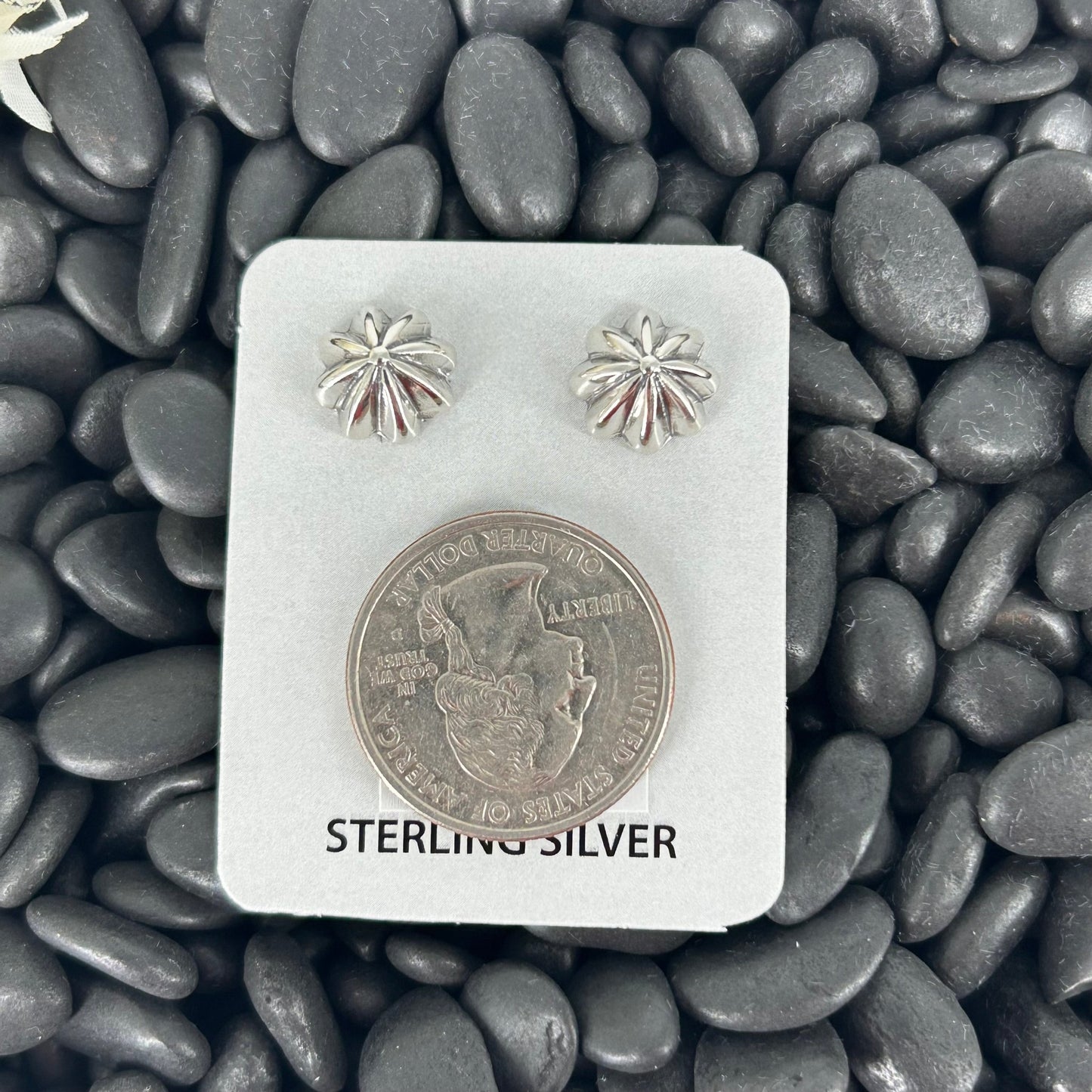 Sterling Stamped Cupcake Stud Earrings - Earrings - Stamped - Turquoise Sunset!
