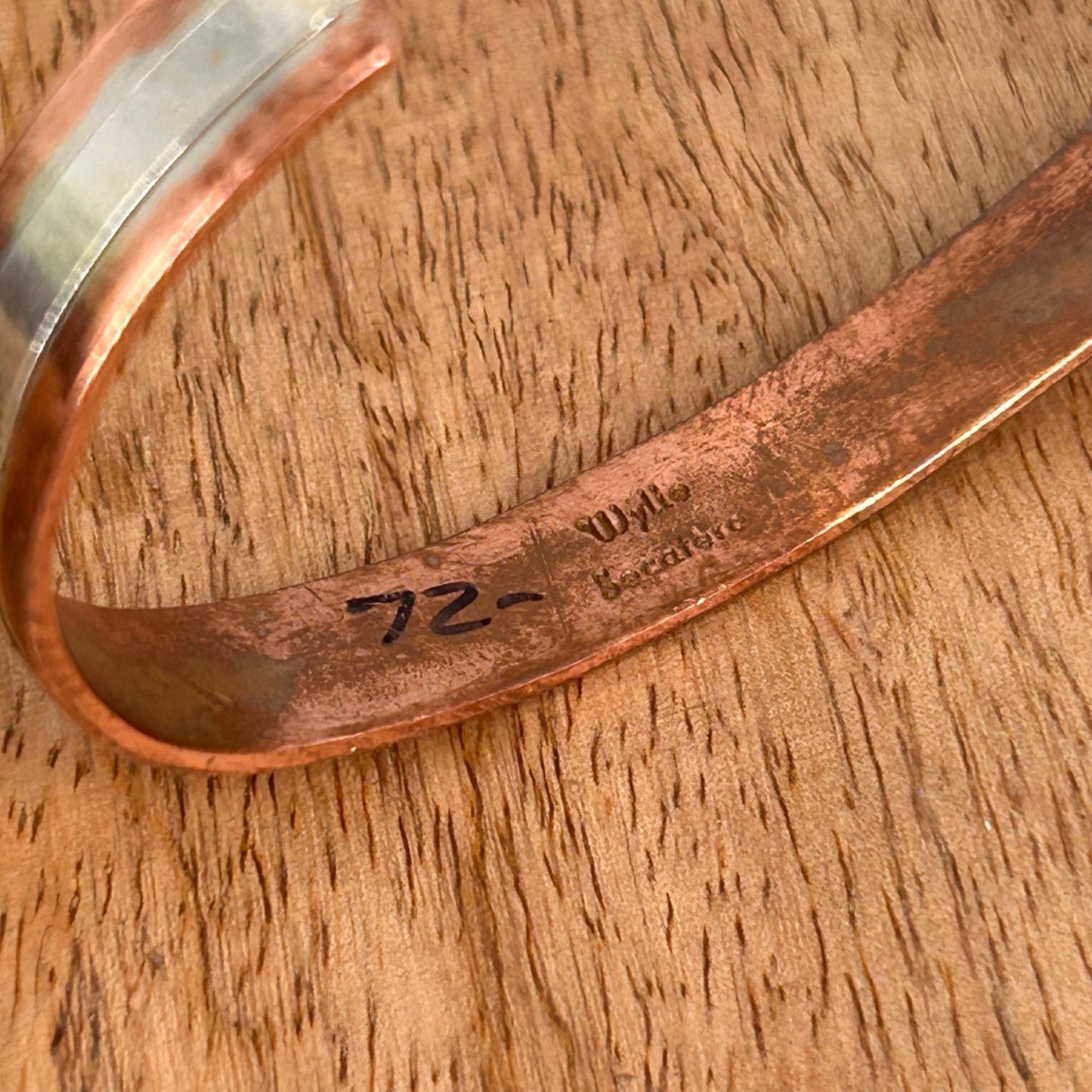 Navajo Sterling Stamped Design Copper Trim Cuff Bracelet - Bracelets - Wylie Secatero - Turquoise Sunset!