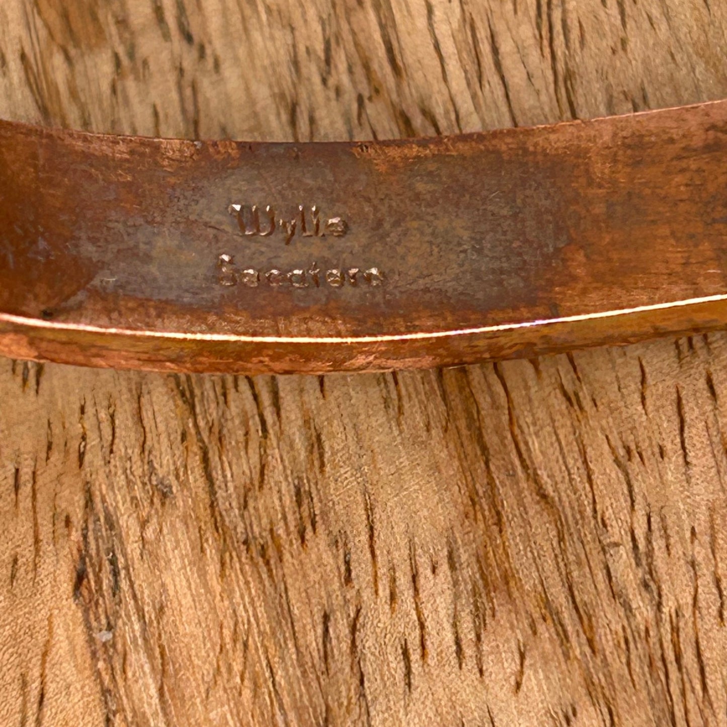 Navajo Sterling Stamped Design Copper Trim Cuff Bracelet - Bracelets - Wylie Secatoro - Turquoise Sunset!