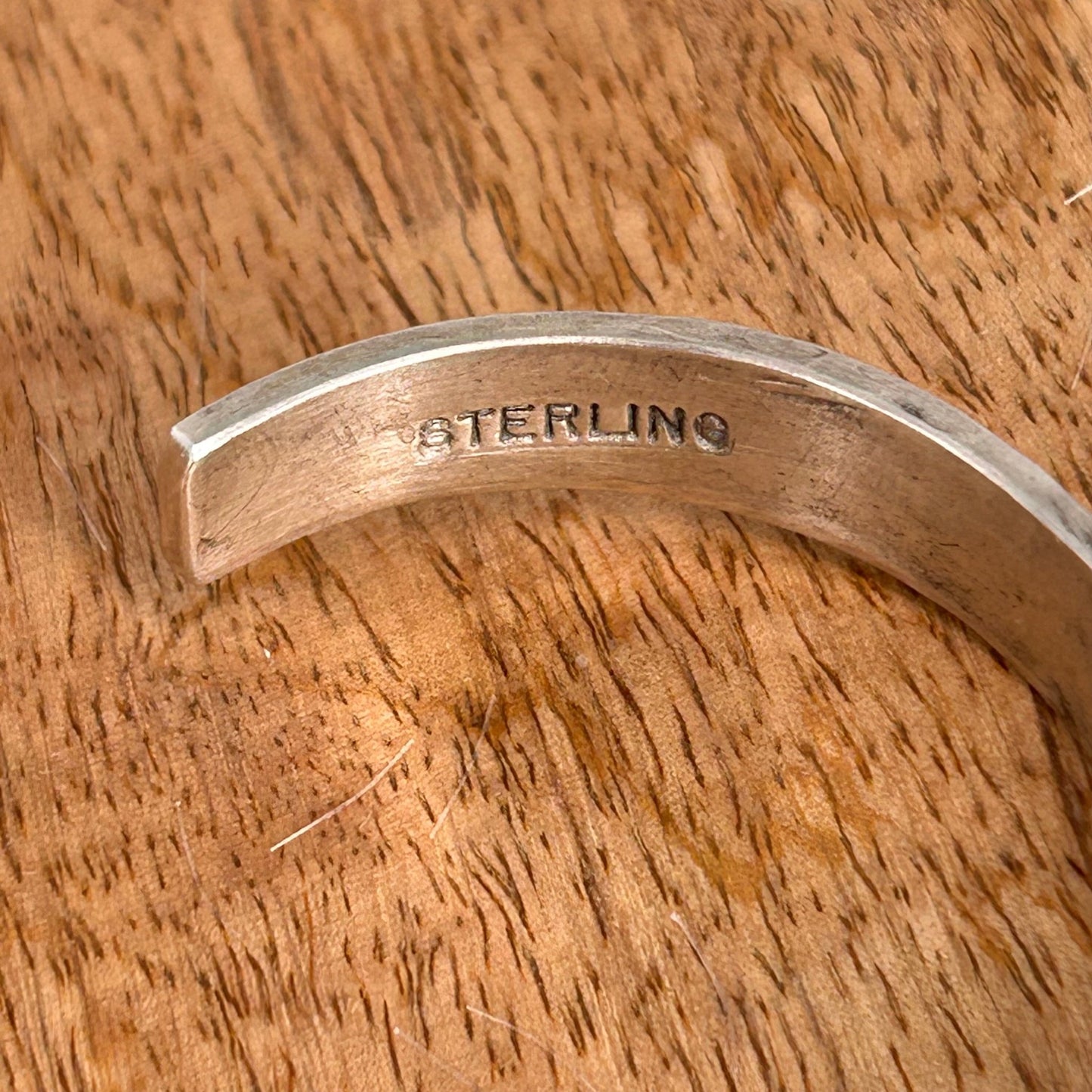 Navajo Sterling Stamped Design Slim Cuff Bracelet - Bracelets - Stamped - Turquoise Sunset!