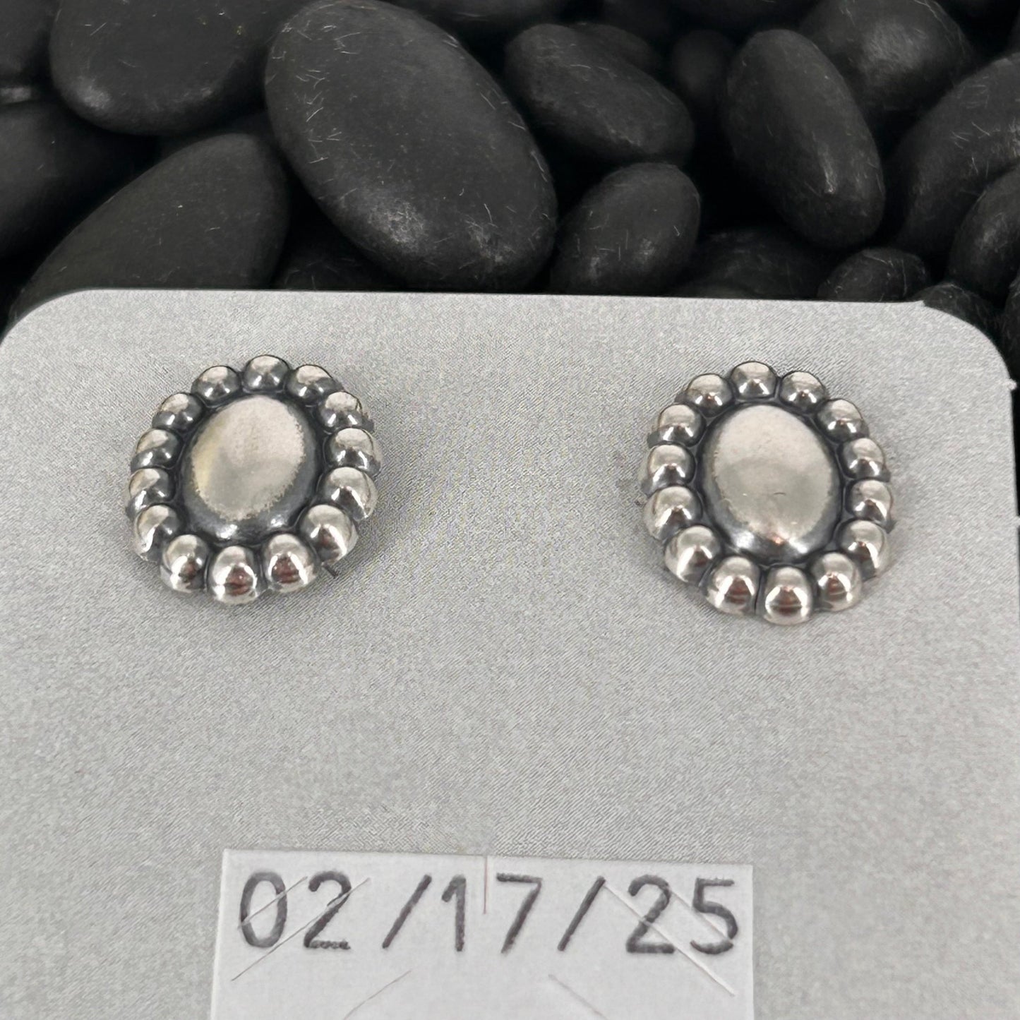 Sterling Stamped Egg Shaped Stud Earrings - Earrings - Stamped - Turquoise Sunset!