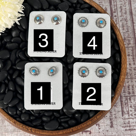 Sterling Stamped Flower Kingman Turquoise Earrings - Stamped - Turquoise Sunset!