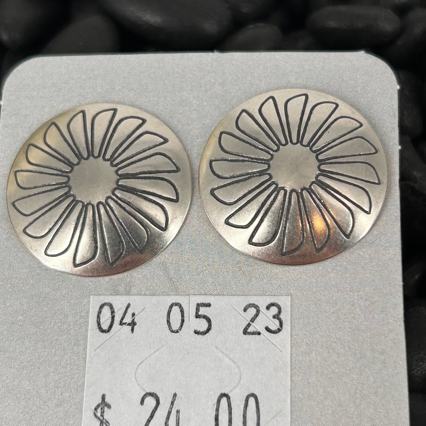 Sterling Stamped Flower Shaped Stud Earrings - Earrings - Stamped - Turquoise Sunset!