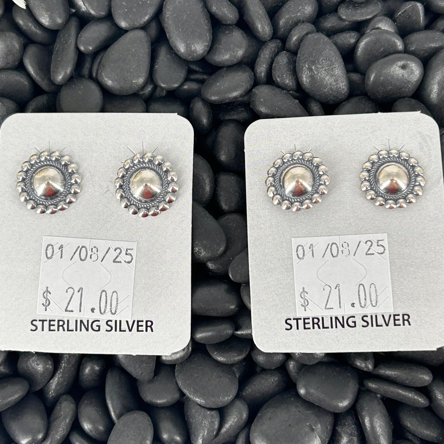 Sterling Stamped Round Rope Accent Earrings - Earrings - Stamped - Turquoise Sunset!