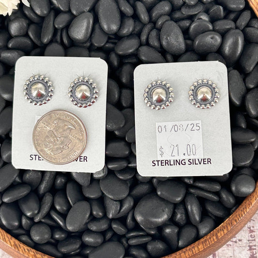 Sterling Stamped Round Rope Accent Earrings - Stamped - Turquoise Sunset!