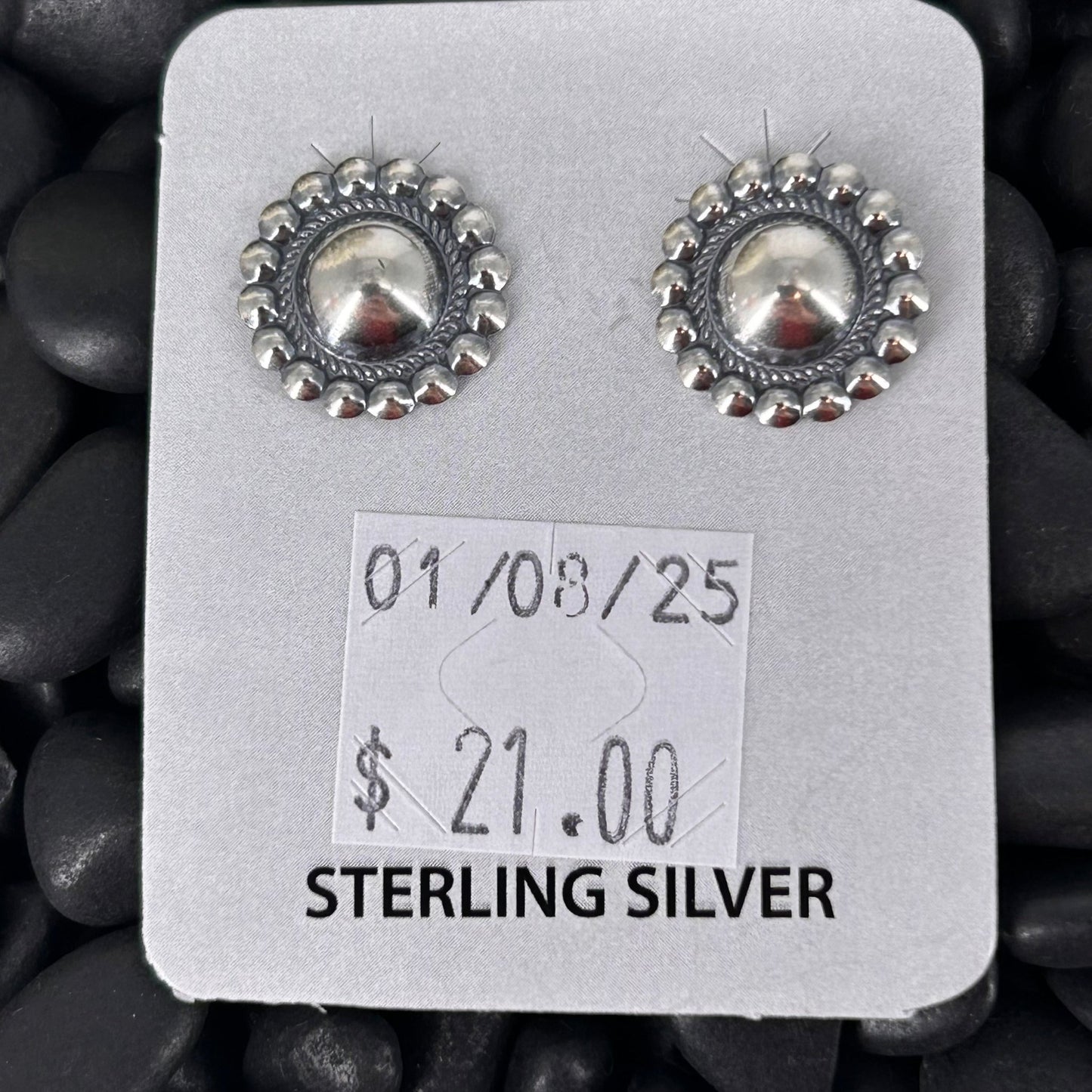 Sterling Stamped Round Rope Accent Earrings - Earrings - Stamped - Turquoise Sunset!